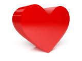 Big red heart over white background.