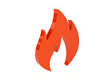 Fire icon over white background.