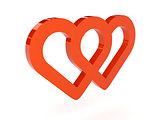 Two hearts icon over white background.