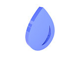 Water drop icon over white background.