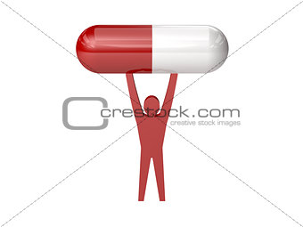 Man holding medical pill.