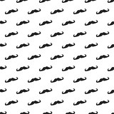 Seamless vector pattern, background or texture with black curly vintage retro gentleman mustaches on white background