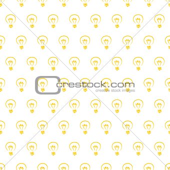Seamless vector pattern with hand drawn yellow light bulbs on white background