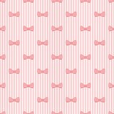 Seamless vector pattern with bows on a pastel pink strips background