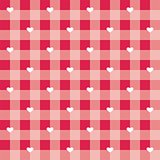 Seamless sweet red valentines vector background - checkered pattern or grid texture with white hearts