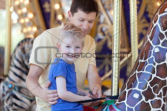 family in amusement park