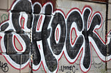 Graffiti that reads "Shock"