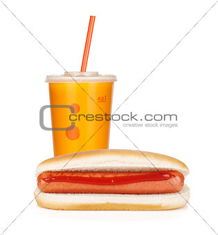 Fast food drink and hot dogs