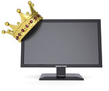 Black monitor and gold crown