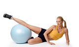 blond woman in fitness pose