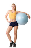 nice woman posing with fitness ball