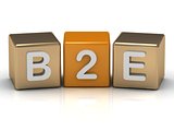B2E Business to Employee symbol on gold and orange cubes