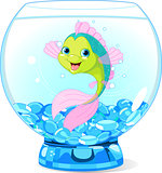 Cute Cartoon Fish in Aquarium