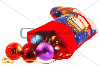 A New Year boots with decorative Christmas balls.