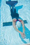 Female freediver in pool