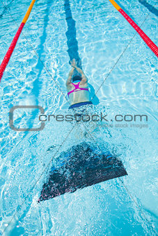 Female freediver in pool