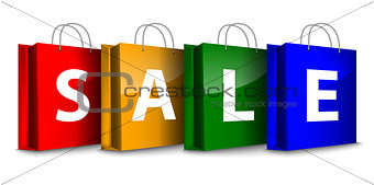 Colorful shopping bags with the SALE word