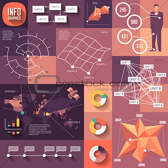 Infographics of flat design with long shadows