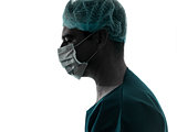 doctor surgeon man profile portrait with face mask silhouette