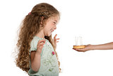 Little girl portrait happy with birthday cake