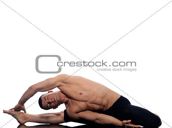 Man yoga Parivrtta Janu Sirsasana Revolved Head-Knee Pose