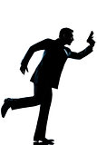 silhouette man full length running holding gun