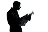 silhouette man portrait reading newspaper