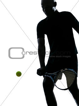man tennis player backhand silhouette