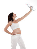 Pregnant Woman Portrait Holding Water Bottle