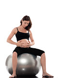 Pregnant Woman Relax sit on fitness ball