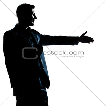 silhouette man portrait handshake profile