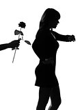 stylish silhouette woman waiting  late lover