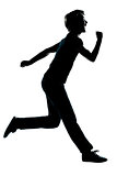  one young teenager boy girl running laughing silhouette