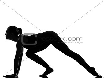 woman ballet dancer stretching warming up