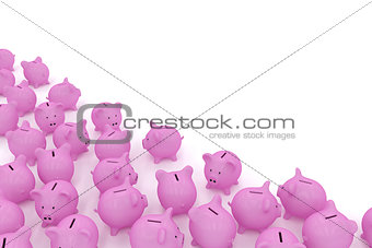 Piggy banks in corner with copyspace