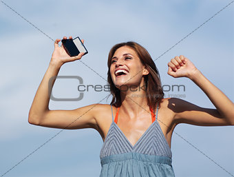beautiful woman with mobile h
