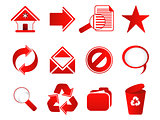 abstract multiple red web icon set