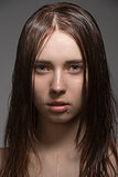 portrait of caucasian wet woman