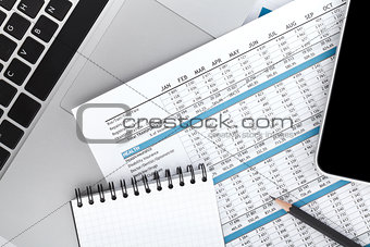 Financial papers, computer and office supplies