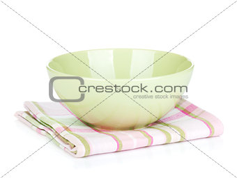 Salad bowl over kitchen towel