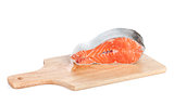 Salmon on cutting board