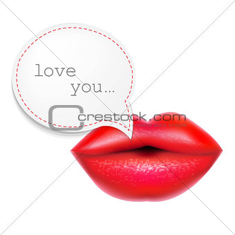 Red Lips With Speech Bubble