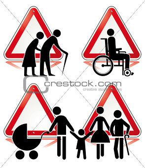 collection of handicap signs
