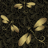 Seamless black-gold vintage pattern