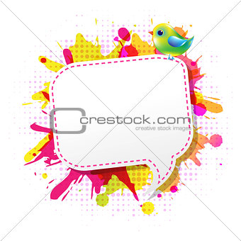 Color Grunge Poster With Abstract Speech Bubble With Bird