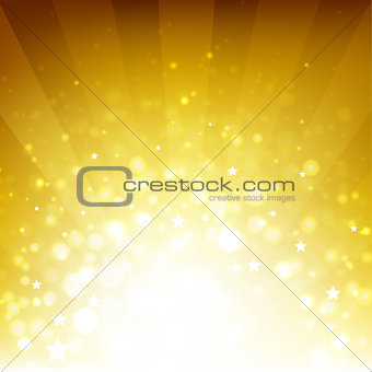 Golden Background With Sunburst And Stars