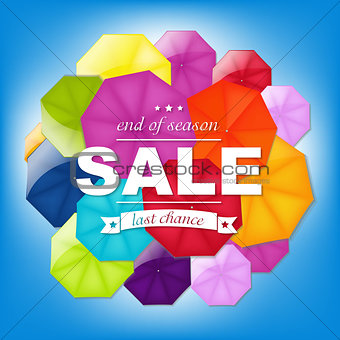 Sale Poster With Color Umbrellas