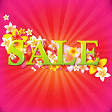 Sale Poster With Flowers And Sunburst