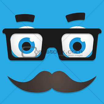 Vector Hipster Avatar with Geek Glasses And Mustache