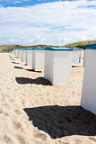 Beach huts along the North Sea in the Netherlands